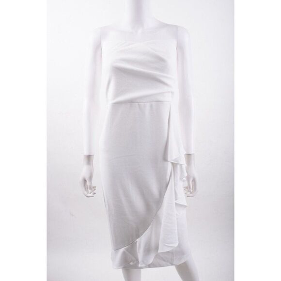 Dress The Population Womens Liv Ruffled Midi Dress Strapless XL White NWT - Picture 2 of 7